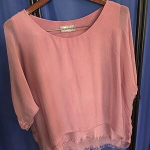 Light Pink Scoop-Neck Women's Blouse by TINA